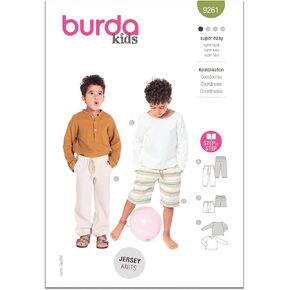 BURDA X09261BURDA Children's Pull-on Pants and Top Sewing Pattern Packet, Design Code B9261, Sizes 3-8 (98-128)