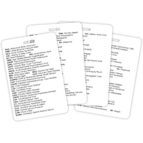 Medical Terminology Abbreviation Quick Reference 6.7x9.9 cm For Doctors Nurses EMT Hospital Badge ID Lanyard Clip Plastic Card Tool
