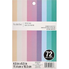 72 Sheets 4.5" x 6.5" Pastel Pearlized Paper Pad by Recollections - Acid Free Paper for Scrapbooks, Invitations, Greeting Cards, and Arts & Crafts - 1 Pack