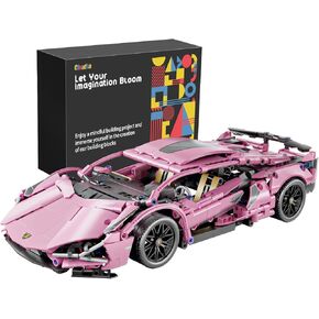 Chodia Sport Race Car Building Block Sets for Adults Pink Racing Supercar Toys Kits Collectible 1:14 MOC Model Construction Birthday Gifts for Men Boys and Girls Teens Age 8-12 12-16,14+