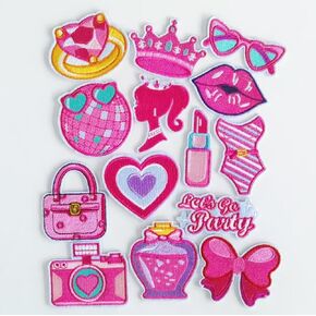 14PCS Pink Embroidered Iron On Patches, Cute Patches Sew On Repair Embroidered Applique Patches for Hats,Jacket, Chothes, Backpacks-DIY Crafts Gift for Girl