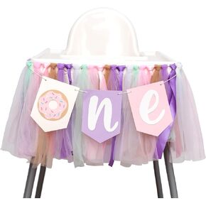 Donut High Chair Banner - Donut Grow Up Highchair Banner, Sweet One Birthday Party Decorations for First Birthday Party, Anniversary, Cake Smash, Photo Props...