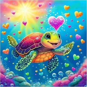 SJUTOUCI Sea Turtle Diamond Art Painting Kits for Adults, Diamond Art Kits for Beginners, 5D DIY Full Drill Gem Craft Art for Home Decor Gift 12x12 inch
