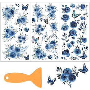 OLYCRAFT 3Pcs/Set Deer Antler Dahlia Rub on Transfers for Furniture and Crafts 6x12 Inch Flowers Furniture Decals Decor Welcome Transfer Stickers with 1pc Scraper for Scrapbook Window DIY Home Decor