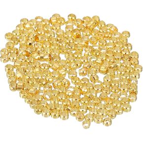 uxcell 800Pcs Round Crimp Beads, 1.5mm Metal Spacer Loose Beads Metal Clamp Ends Tiny Stoppers Bead for Bracelet Jewelry Making Craft DIY, Gold