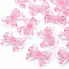 Ornazy 290 pcs Transparent Acrylic Bow Beads Pearl Pink Color Bowknot Loose Spacer Beads for DIY Necklace Bracelet Earring Jewelry Making
