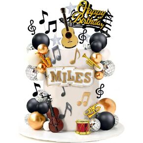 Guitar Cake Toppers Music Cake Decorations with Notes Balls Musical Instrument for Musician Rock Guitar Theme Birthday Party Supplies