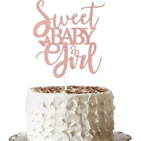 Sweet Baby Girl Cake Topper Rose Gold Glitter, Baby Girl Cake Topper, Girl Baby Shower Cake Topper, Newborn Baby Cake Topper, Welcome Baby Girl Cake Topper, Gender Reveal Party Decorations