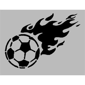 Flaming Soccer Ball Reusable Stencil (8.5" x 11" Sheet) for Painting on Walls, Wood, Arts and Crafts (My Custom Stencils)