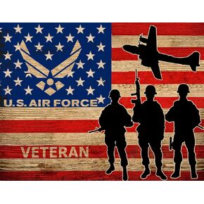 DIY 5D Diamond Art Kits Painting for Adults Full Drill by Number Painting Grain U.S. Air Force Veteran Soldier Plane Set for Home Wall Decor 30x40cm/11.8x15.8inch