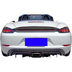 Compatible for Porsche 718 Boxster Base S Coupe & Cayman 16-22 Rear Spoiler Wing Real Carbon Fiber Trunk Lid Flap Trim Roof Splitter Lip(Style 1 Black)