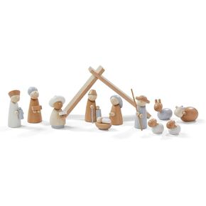 HABA Wooden Nativity Set - Family Keepsake Manger Scene & Nativity Set for Kids in Natural Colors - 13 Sturdy Beechwood Pieces - Made in Germany
