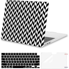 MOSISO Compatible with MacBook Air 13 inch Case 2025 2024 2023 2022 M4 A3240 M3 A3113 M2 A2681, Plastic Parallelogram Hard Shell&Keyboard Cover&Screen Protector for MacBook Air 13.6 inch Case, Black