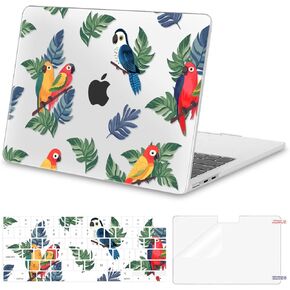 MOSISO Compatible with MacBook Air 13 inch Case 2025 2024 2023 2022 M4 A3240 M3 A3113 M2 A2681, Plastic Hard Shell&Keyboard Cover&Screen Protector for MacBook Air 13.6 inch Case, Colorful Parrots