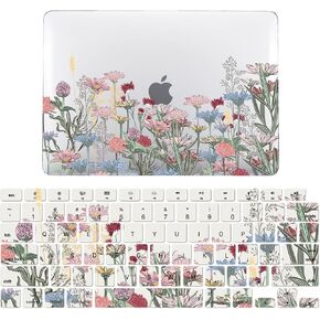 IVY Flowering Straw Clear Case for MacBook Air (11-inch, Models: A1370 / A1465) Hard Shell Case with Keyboard Cover Set - C
