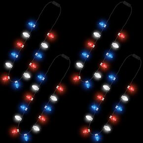 4PCS Light Red Blue White 4th of July Accessories, Fourth of July Light up Parade Accessories, LED Patriotic Fourth of July 7 Bulb Red Blue Stars Party Supplies