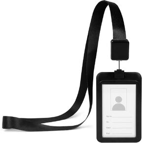 Retractable ID Badge Holder,with Retractable Cord,for Office Staff Teachers Employees Cruising(Black)