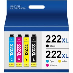 222XL Remanufactured Ink Cartridges Combo Pack for Epson 222 222XL Ink Cartridges Works with Epson Workforce WF-2960 and Expression XP-5200 Printers High Yield 4 Colors