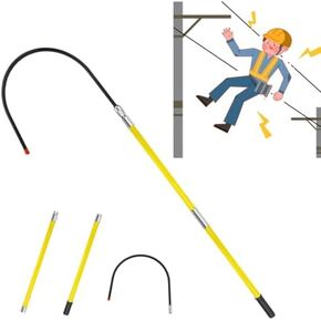 High Voltage Insulated Rescue Hook Commercial, Non-Conductive Electrical Safety Life-Saving Pole Stick, Body Pull Stick, Safety & Defense Tools for Emergency Care(4.9ft/1.5m)