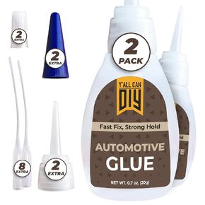 Y’allCanDiy Super Glue for Automotive 2 Pk x 0.7 Oz. (20g) – High-Strength Instant Bond for Car Parts, Metal, Plastic, Rubber, Glass & Trim Repairs – Precise, Easy to Apply