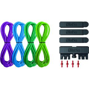 Red Sea ReefDose Deluxe 4 Color Dosing Tube Kit Blue Green Purple Lime | Saltwater Marine Aquarium Dosing Pump Tubing Set with Clips and Holder