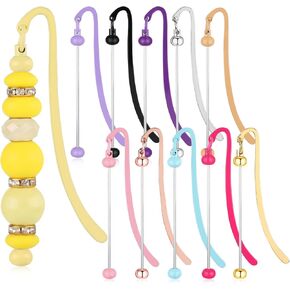 5 Pcs DIY Metal Bookmarks Blank Beaded Bookmarks Beaded Hook Bookmarks Bookmark Making Kit Suitable for Students and Teachers Office Stationery Gifts（Gold）