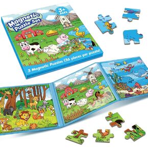 Magnetic Puzzles for Toddlers 3-5,36 Pieces Toys for Kids,Airplane Car Road Trip Activities for Kids Travel Toys Toddlers 3-5,Learning Educational Games Magnet Toys