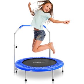 SereneLife Portable & Foldable Trampoline - 36" In-Home Mini Rebounder, Fitness Body Exercise - Updated Version - SLSPT365,Blue in Saudi Arabia