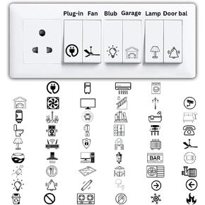 Transparent Black and White Switch ID Sticker 4 Sheet, 52 Unique Designs,468pcs Total for Electric Board Appliances Stickers for Switch Board for Home Wall Switches