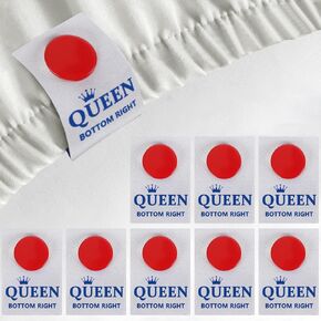 SheetSnaps - 8 PCS Color-Coded Bed Sheet Corner Labels, Easy Bed Making Labels for Full/Queen/King Size Front/Back Identification for Easy Laundry Organization, Machine Washable (Queen)