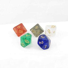 Assorted Color Transparent Countdown D10 20mm (25/32in) Pack of 5 Koplow Games