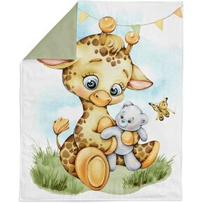 UNIQUE Baby Giraffe Fabric Panel 29x39in, Quilting Panel, Baby Quilt Panel, Cotton Twill Fabric Panel for Quilting