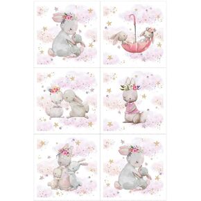 UNIQUE Bunny Fabric Panel Set (6 Panels, 12x12in Each), Quilting Panels, Baby Quilt Panels, Cotton Baby Panels, Blanket Panel, Panel for Quilting