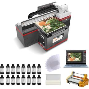 A3 UV Printer Machine with Computer,XP600 Flatbed Printer with Bottle Holder for Glass Cups Phone Case Wood Acrylic Golf Balls