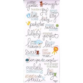 Baby Boy Words - Foil Handwriting Stickabilities Stickers Sheet