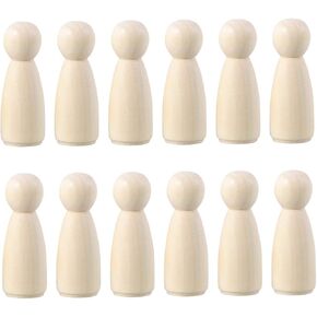 Kisangel 20pcs DIY Peg Doll Angel Wood Bodies Unfinished Wooden Peg People for Crafting People Shapes for Arts and Crafts 65mm