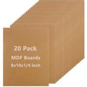 20PCS MDF Board, 8" x 10" Chipboard Sheets, 1/4" (0.24") Thick Medium Density Fiberboard, Unfinished Wood Art Boards for DIY Crafts,Painting, Engraving