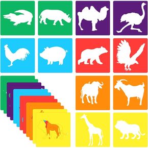 12 Pieces Animal Chalk Stencils for Kids, Reusable Drawing Stencils 8 Inch Sidewalk Chalk Stencil Outside Washable Animal Themed Shape Template for Kids Toddlers Preschool