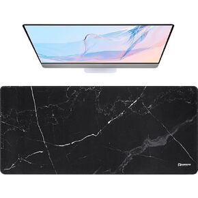 RAINYEAR Large Gaming Mouse Pad(35.4 x 15.7 Inch), Computer Mousepad with Anti-Slip Rubber Base, Smooth Large Keyboard Mouse Pad Mat for Gamer, Office, Home, Black Marble