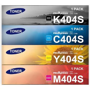 CLT-K404S, CLT-C404S, CLT-M404S, CLT-Y404S Toner Cartridge Set - 4 Pack Black Cyan Magenta Yellow Replacement for Samsung 404 404s clt404s clt-404s Toner for C430W C480FW C43x C48x Printer Toner