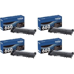 Brother TN660 (TN-660) High Yield Black Toner Cartridge, 4-Pack