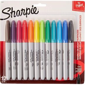 2 Packs of Sharpie Assorted Colored, Fine Point Permanent Markers, 12-Count, Total of 24 Markers