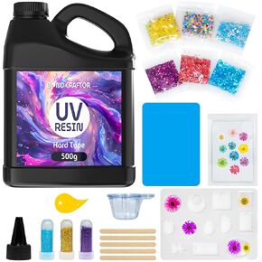 UV Resin 500g, Fast Curing Clear Epoxy Resin Kit Hard Type for Jewelry Making, Craft, DIY