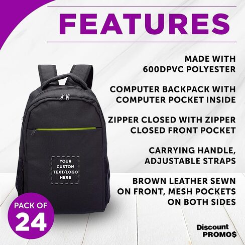 DISCOUNT PROMOS Custom Tempe Backpacks with Laptop Pocket Set of 6/12/24, Personalized Bulk Pack Bring Everywhere You Go Perfect for Travellers Employees and Everyday Use - Navy Blue in Kuwait