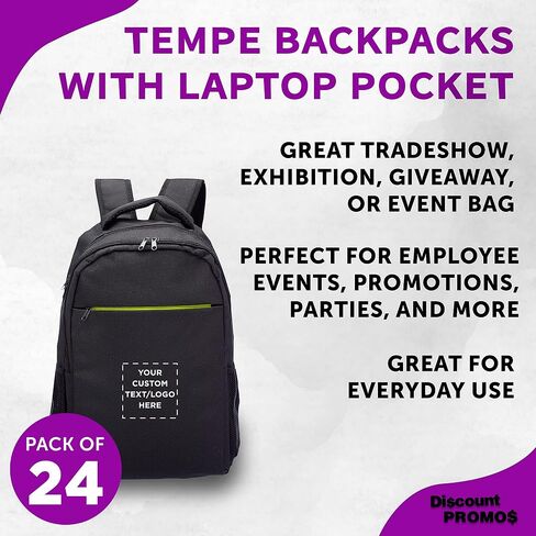 DISCOUNT PROMOS Custom Tempe Backpacks with Laptop Pocket Set of 6/12/24, Personalized Bulk Pack Bring Everywhere You Go Perfect for Travellers Employees and Everyday Use - Navy Blue in Kuwait