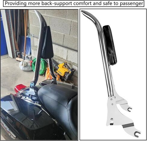 مسند ظهر عالي الدقة للدراجة النارية Sissy Bar وسادة مسند ظهر للركاب متوافقة مع Harley Touring Road Glide Road King CVO Street Glide Electra Glide 1997-2008 (26 بوصة كروم) in Kuwait