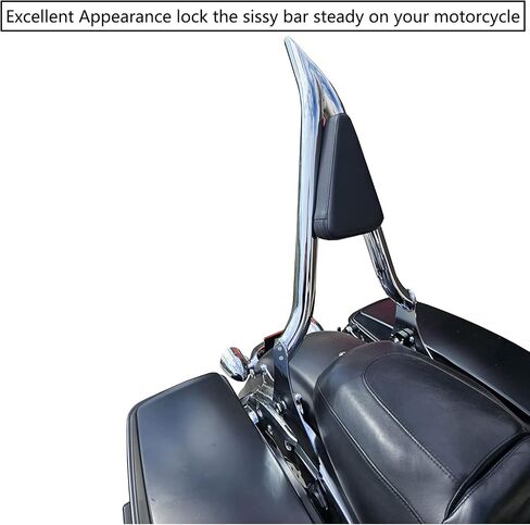 مسند ظهر عالي الدقة للدراجة النارية Sissy Bar وسادة مسند ظهر للركاب متوافقة مع Harley Touring Road Glide Road King CVO Street Glide Electra Glide 1997-2008 (26 بوصة كروم) in Kuwait
