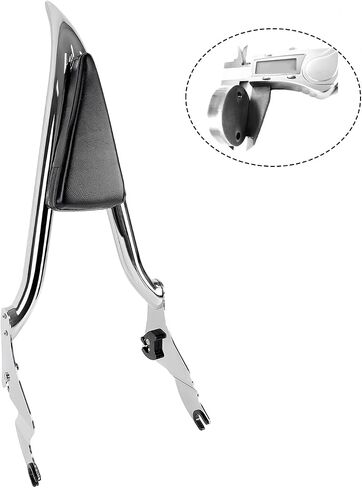 مسند ظهر عالي الدقة للدراجة النارية Sissy Bar وسادة مسند ظهر للركاب متوافقة مع Harley Touring Road Glide Road King CVO Street Glide Electra Glide 1997-2008 (26 بوصة كروم) in Kuwait