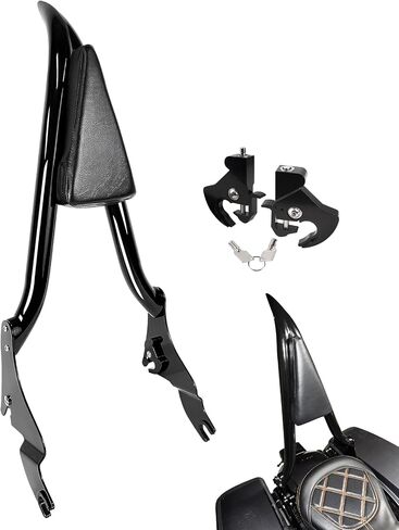 مسند ظهر عالي الدقة للدراجة النارية Sissy Bar وسادة مسند ظهر للركاب متوافقة مع Harley Touring Road Glide Road King CVO Street Glide Electra Glide 1997-2008 (26 بوصة كروم) in Kuwait