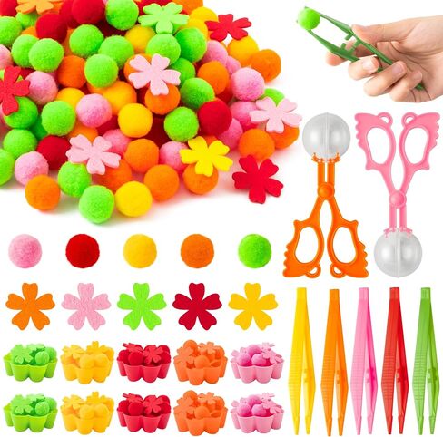 EZdhuawuse Summer Sensory Bin Fillers - 387Pcs Sea Ocean Animal Multi-Pack Fine Motor Toys Math Color Sorting Set for Multiple Kids, Felt Shark Crab Pom Poms Cup Clip for Preschool Education Training in Kuwait